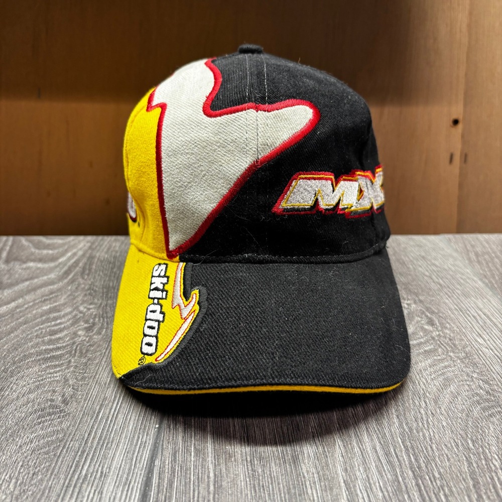 Ski-Doo Sno Gear MXZ Bombardier Racing Hat Black Yellow Embroidered Snapback Cap